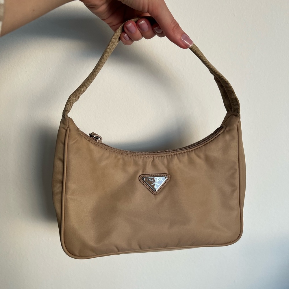 Prada Tan Nylon Shoulder Bag